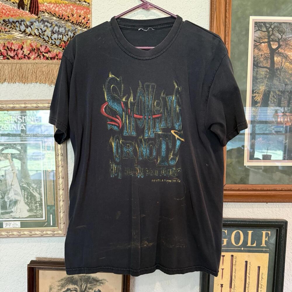 Vintage 90s RARE The Old Rugged Smoking Or Not Jesus Shirt Size Men’s Large